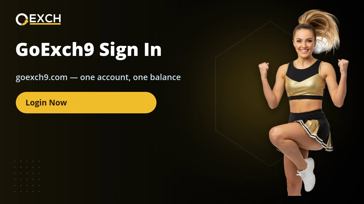 GoExch9 sign in banner with a cheerleader celebrating on the GoExch9 sportsbook home